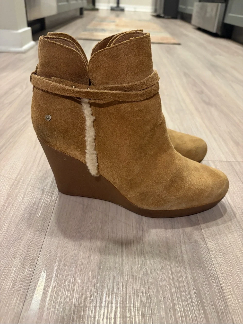 UGG Chestnut Suede Wedge Ankle Boot